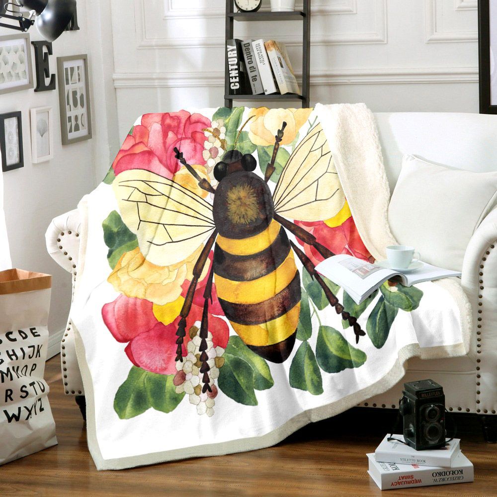 Bee Sherpa Fleece Blanket