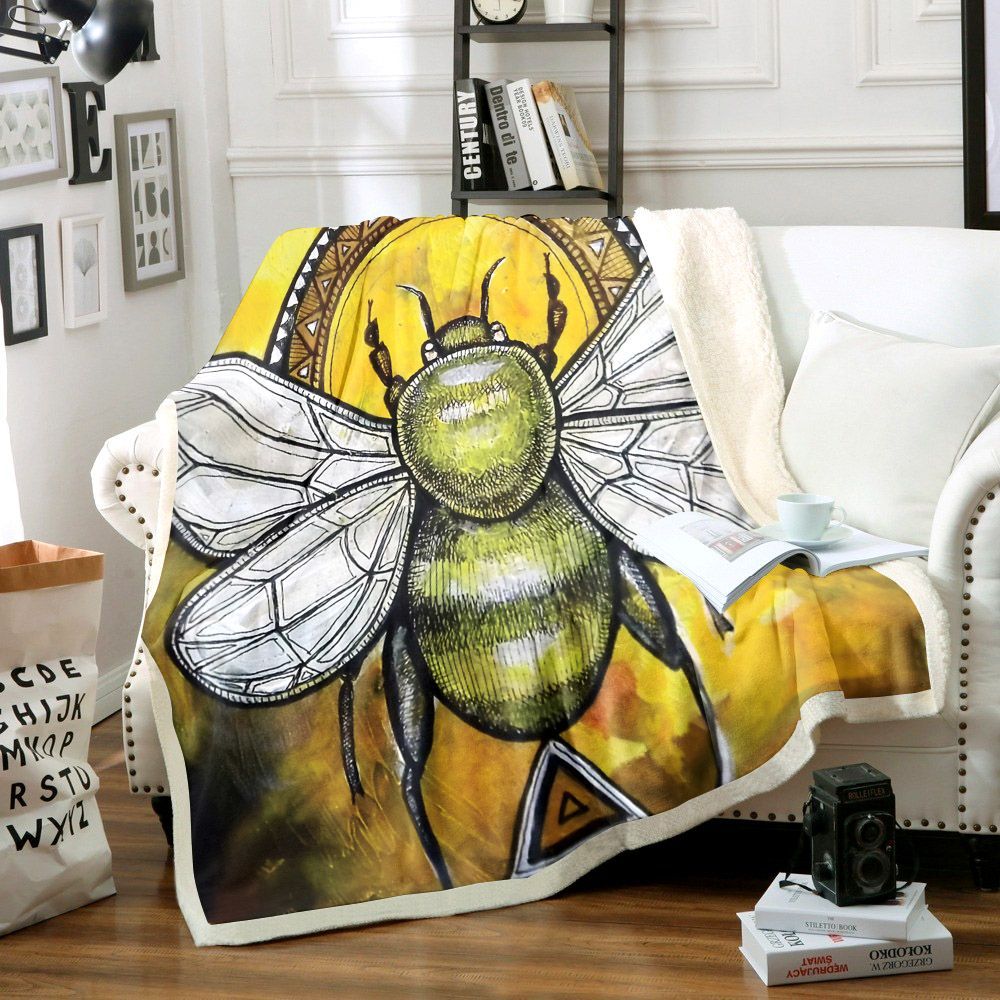 Bee Sherpa Fleece Blanket