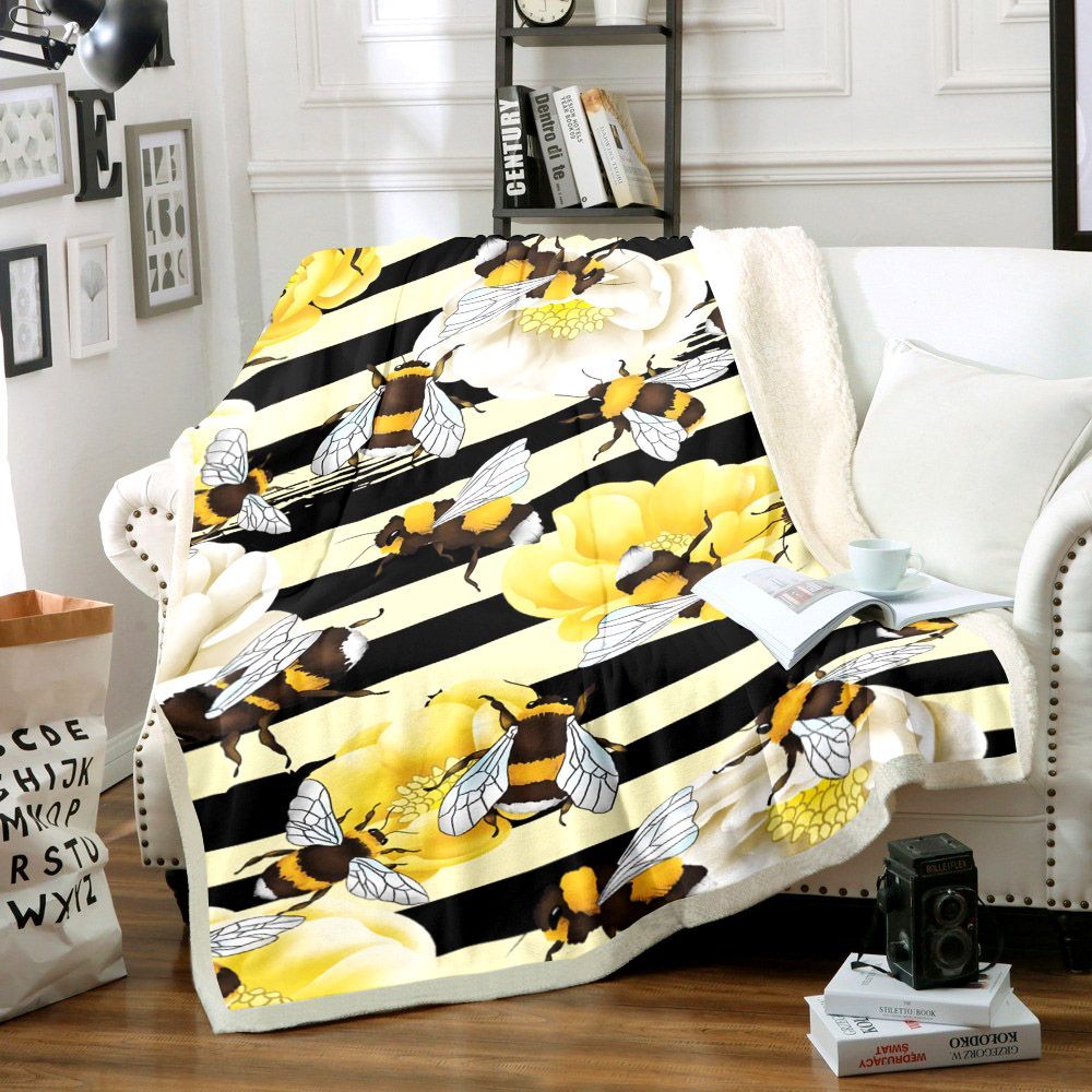Bee Sherpa Fleece Blanket