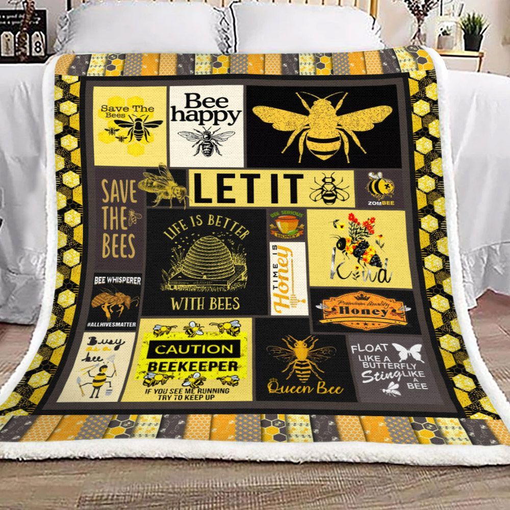 Bee Sherpa Fleece Blanket