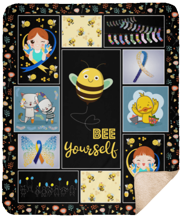 Bee Yourself Down Syndrome Awareness Sherpa Fleece Blanket