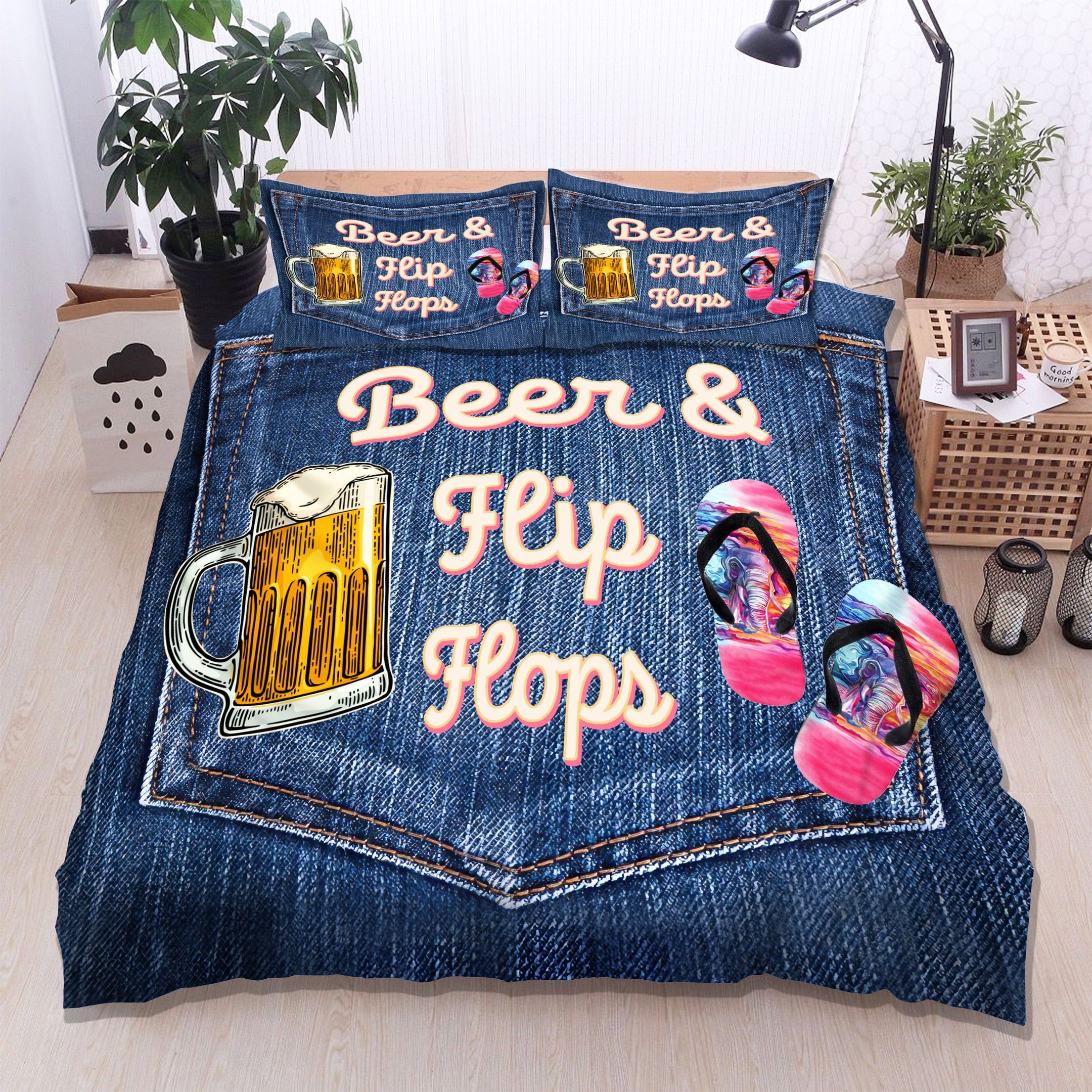 Beer Flip Flops Bedding Set