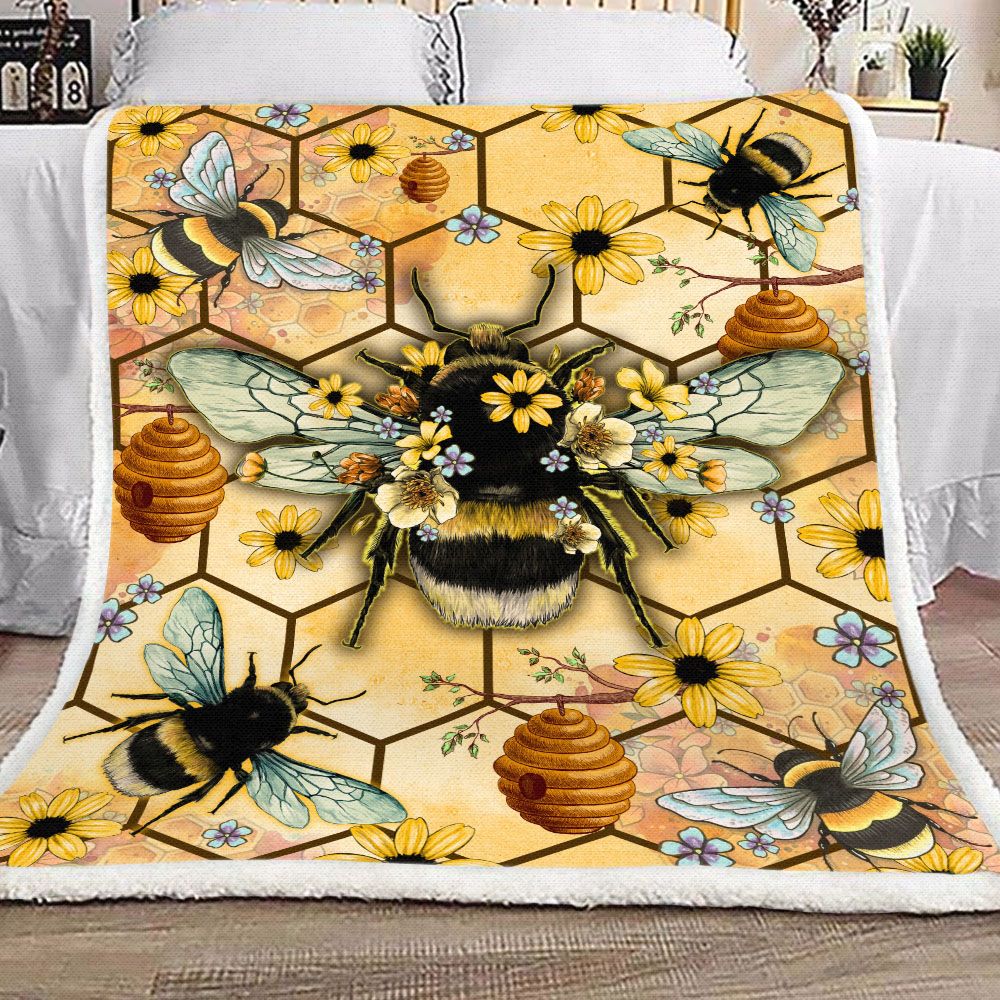 Bees Flower Fleece Blanket