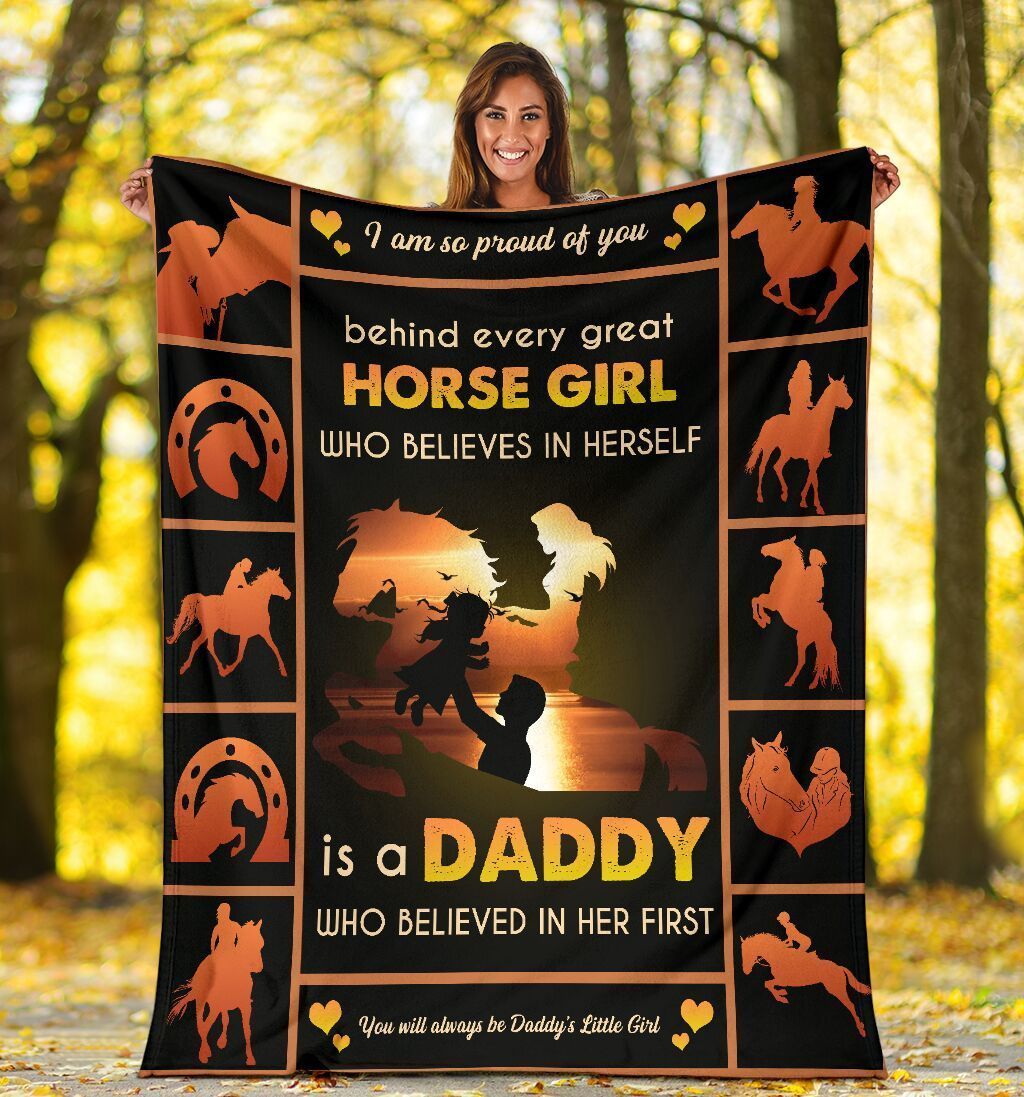 Behind Every Great Horse Girl Who Believes In Herself Fleece Blanket