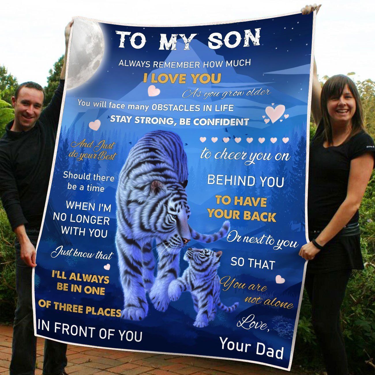 Behind You To Have Your Back Tiger Gift For Son Fleece Blanket