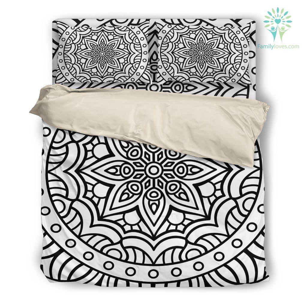 Beige Mandala Black White Bedding Set