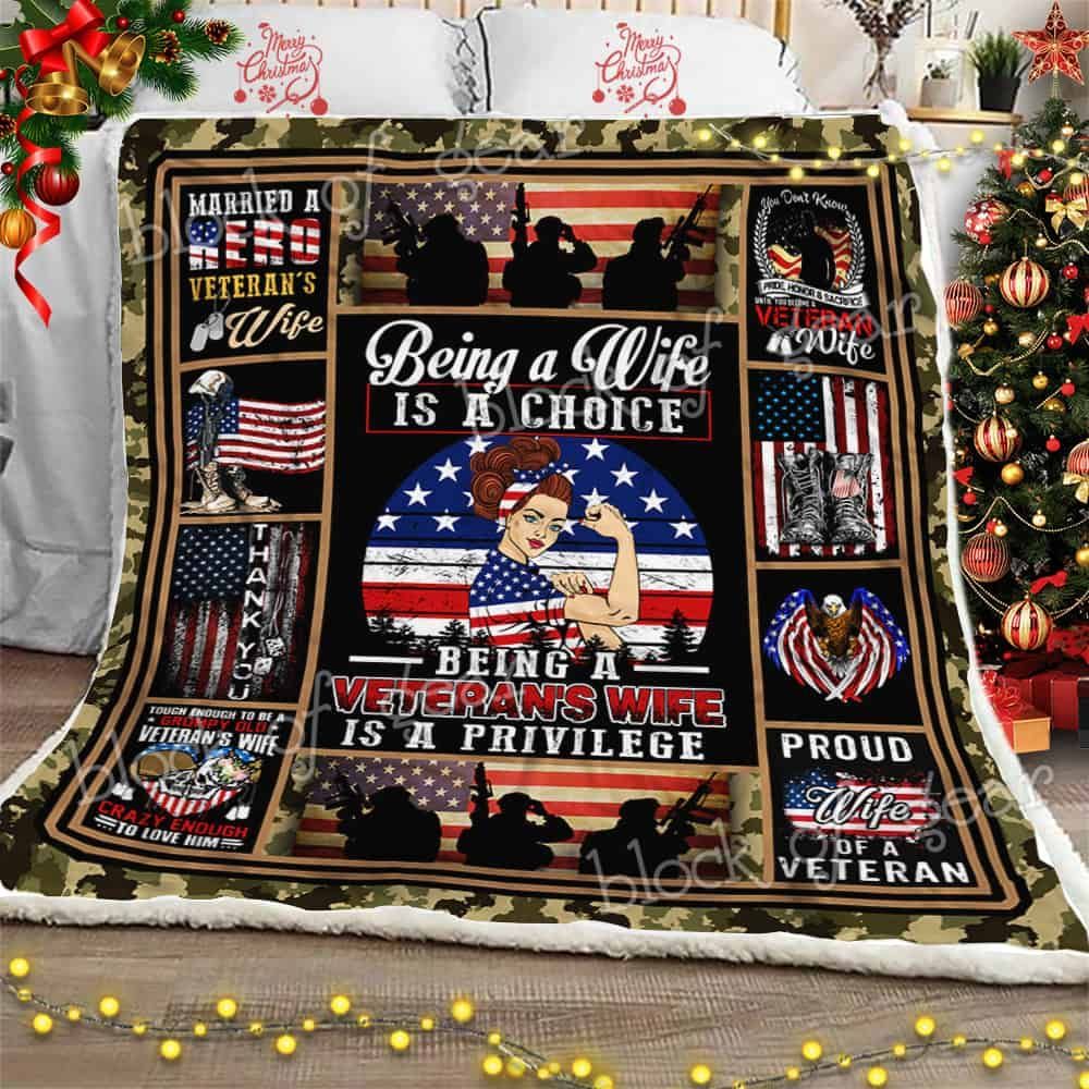 Being A Veterans Wife Fleece Blanket