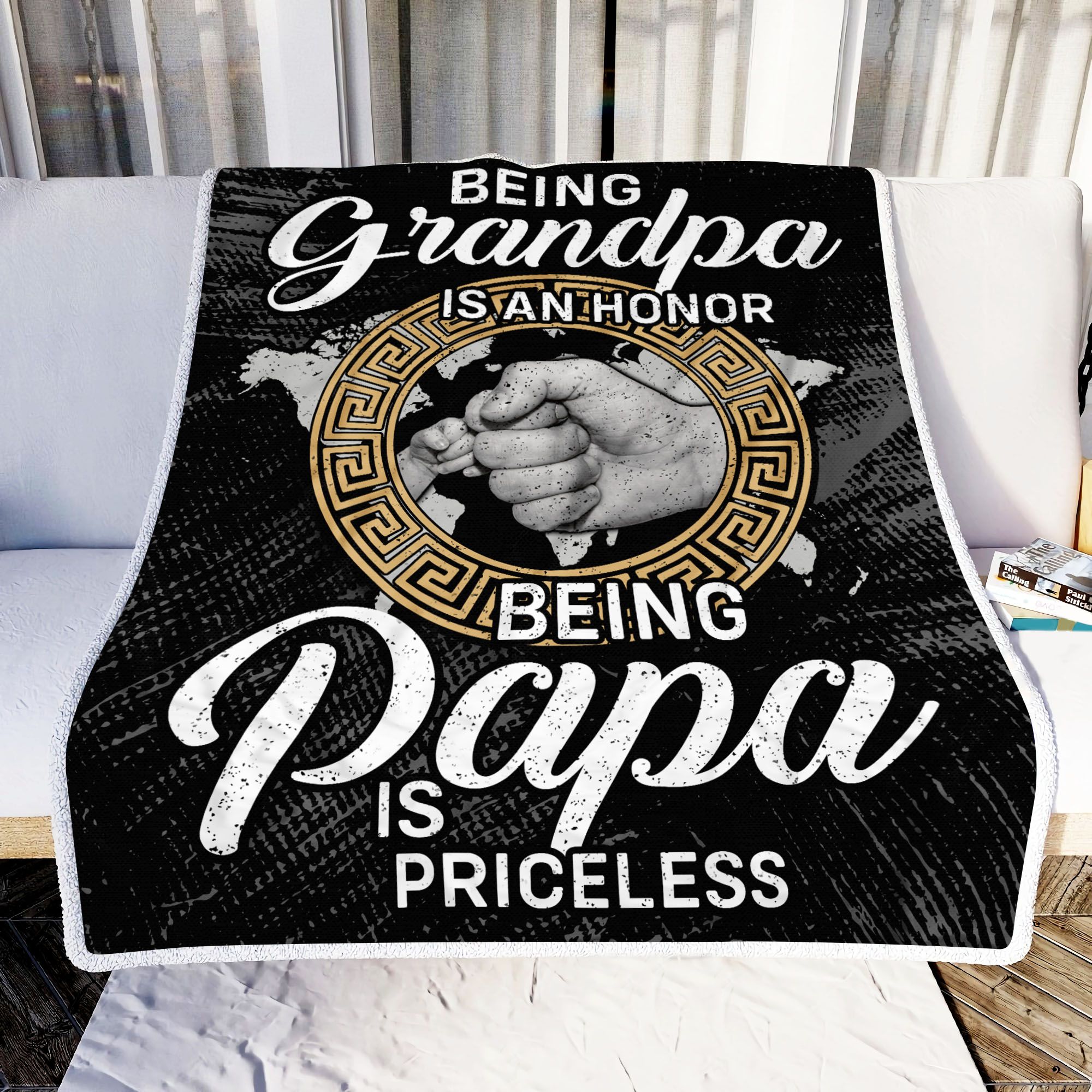 Being Grandpa Is An Honor Being Papa Is Priceless Fleece Blanket