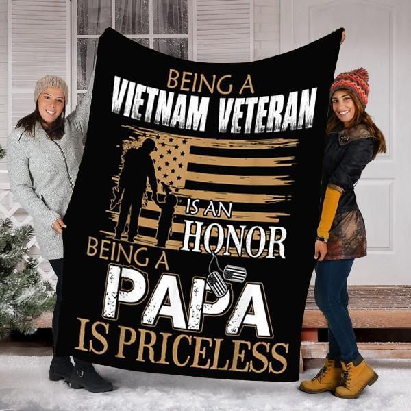 Being Vietnam Veteran Is An Honor Papa Is Priceless Sherpa Fleece Blanket