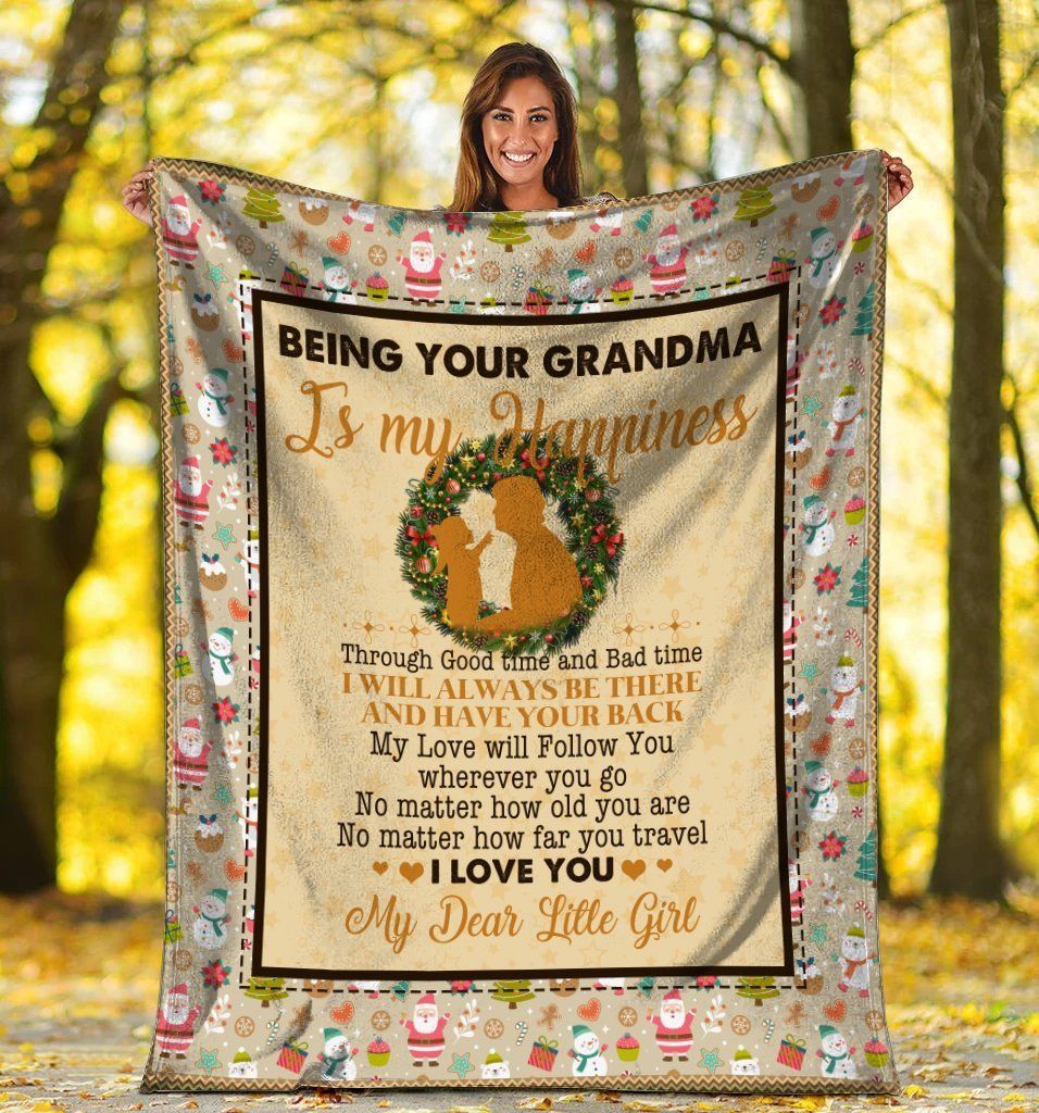 Being Your Grandma Is My Happiness Flower Fleece Blanket