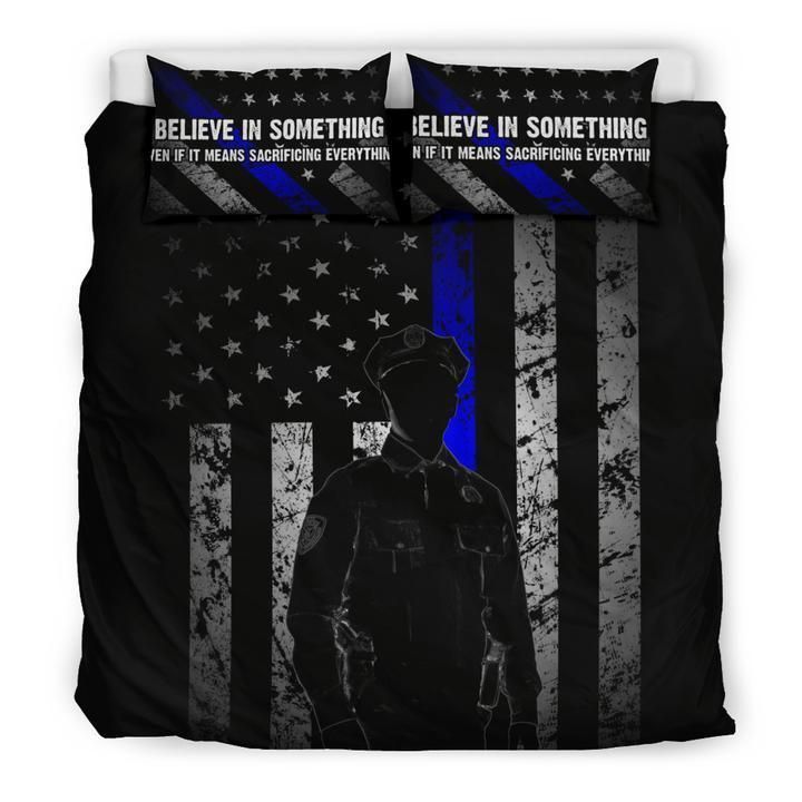 Believe In Something Thin Blue Line Bedding Set