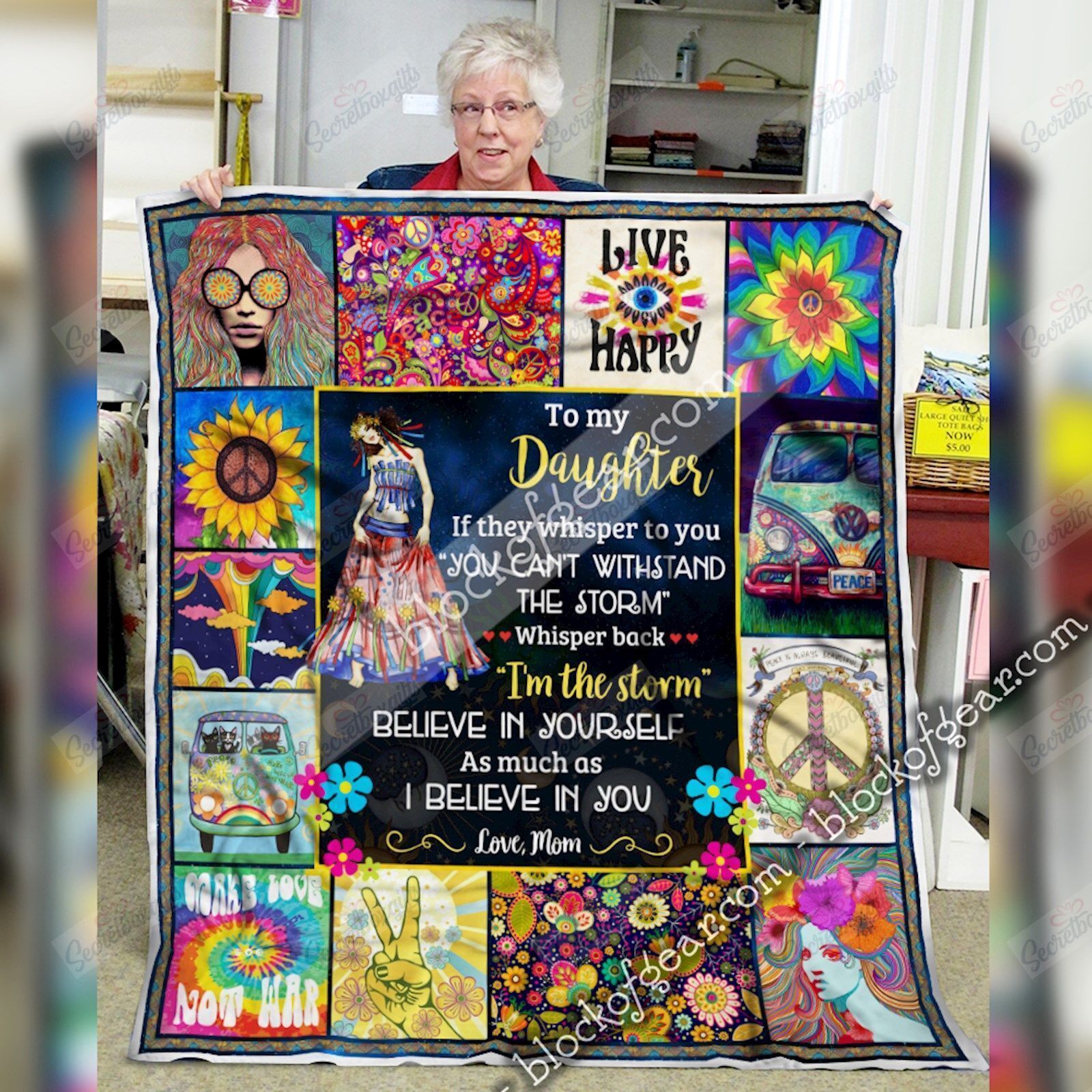 Believe In Yourself As Much As I Believe In You Mom To Daughter Hippie Fleece Blanket