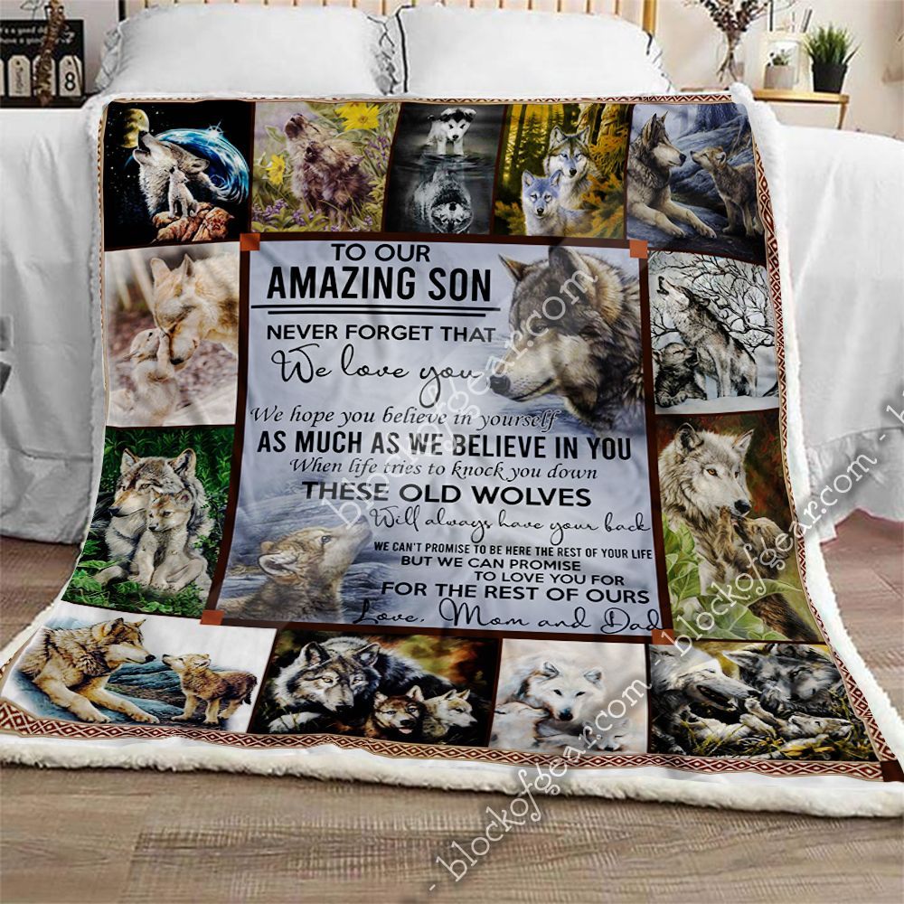 Believe In Yourself As Much As We Believe In You Mom And Dad To Son Sherpa Fleece Blanket