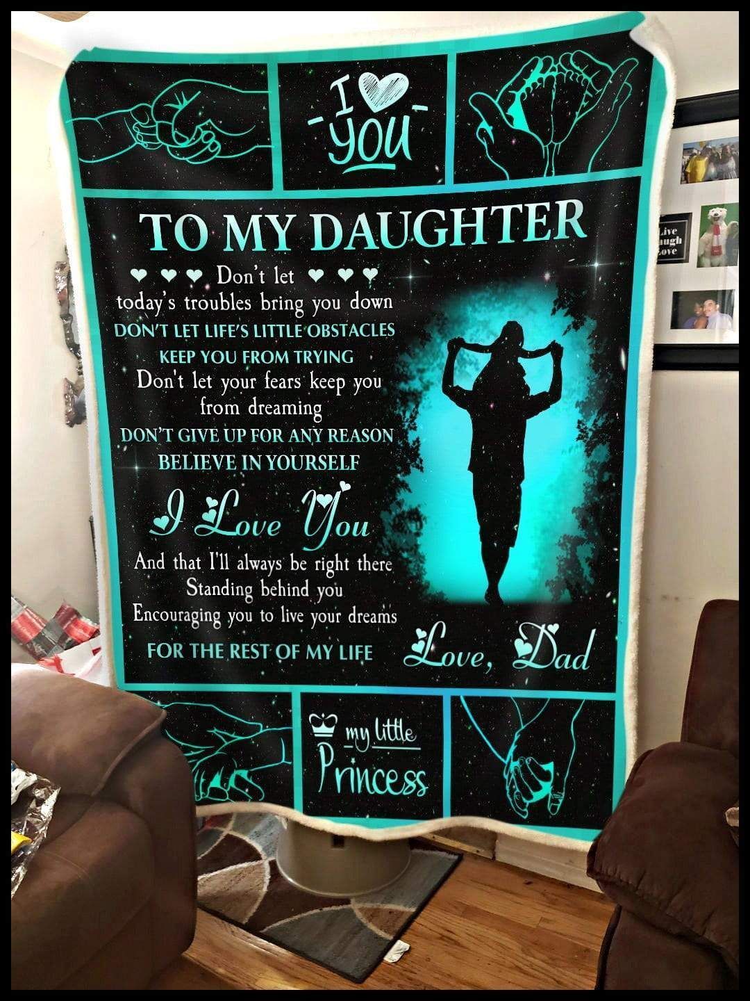 Believe In Yourself I Love You Dad Gift For Daughter Blanket