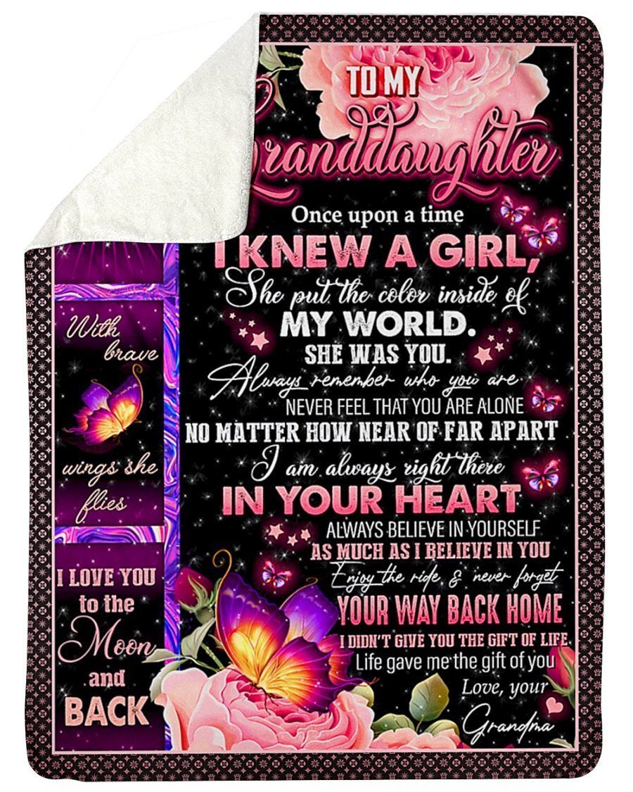 Believe In Yourself Pink Roses Grandma To Granddaughter Fleece Blanket Sherpa Blanket