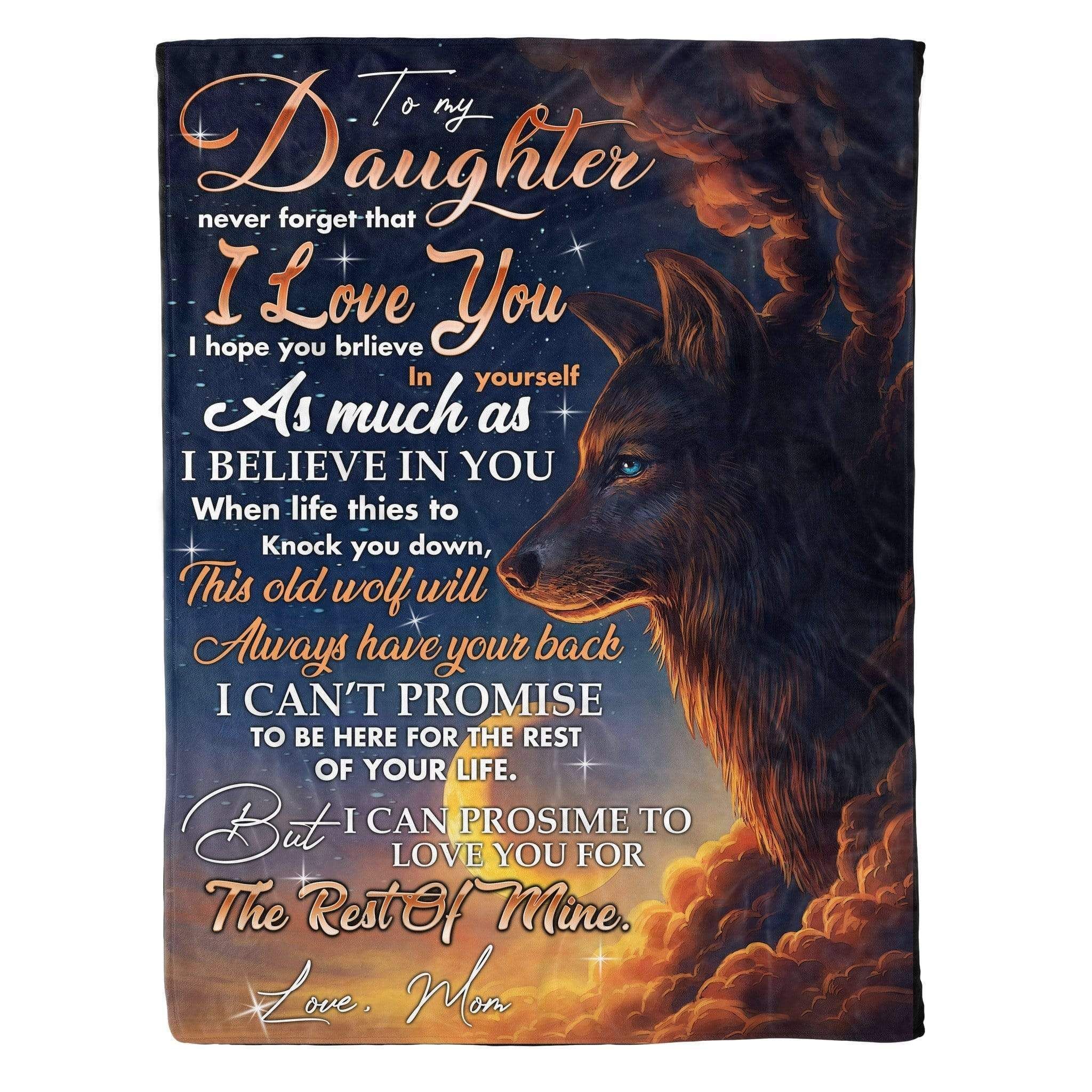 Believe In Yourself Wolf Fleece Blanket Gift For Daughter