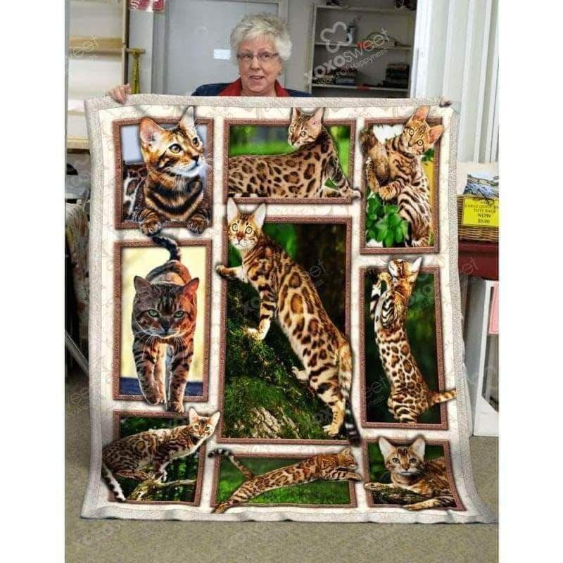 Bengal Cat Sherpa Fleece Blanket