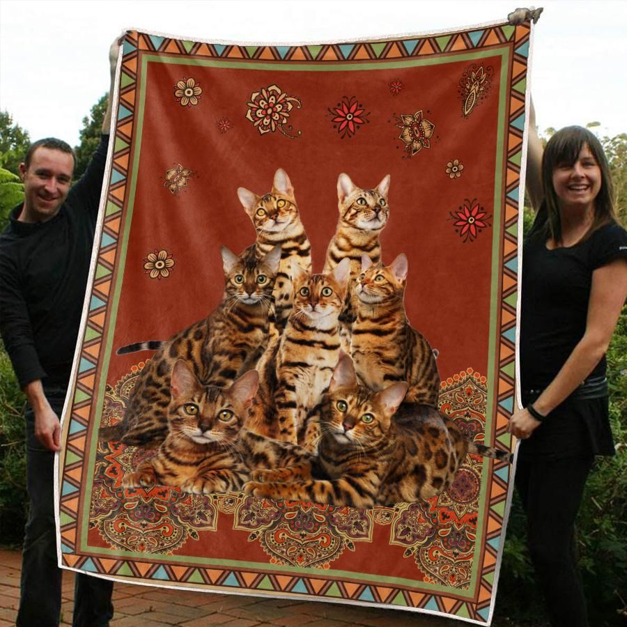 Bengal Cat Sherpa Fleece Blanket