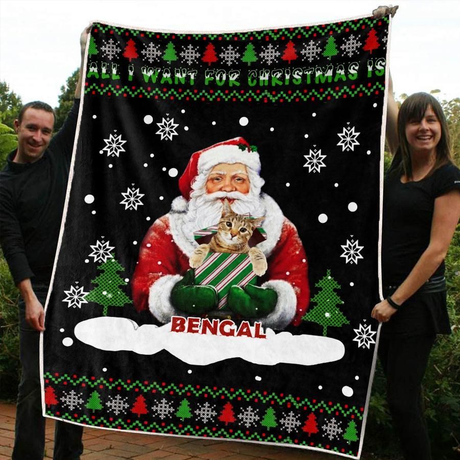 Bengal Santa Claus Sherpa Fleece Blanket