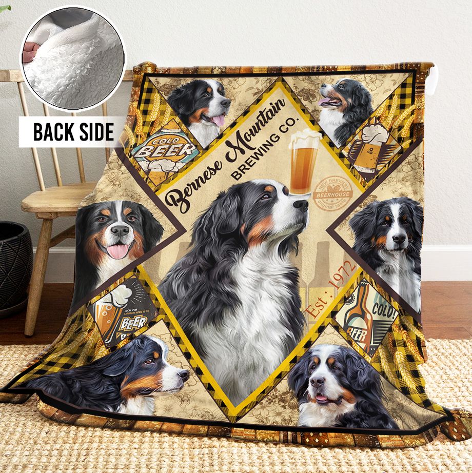 Bernese Mountain Beer Sherpa Fleece Blanket