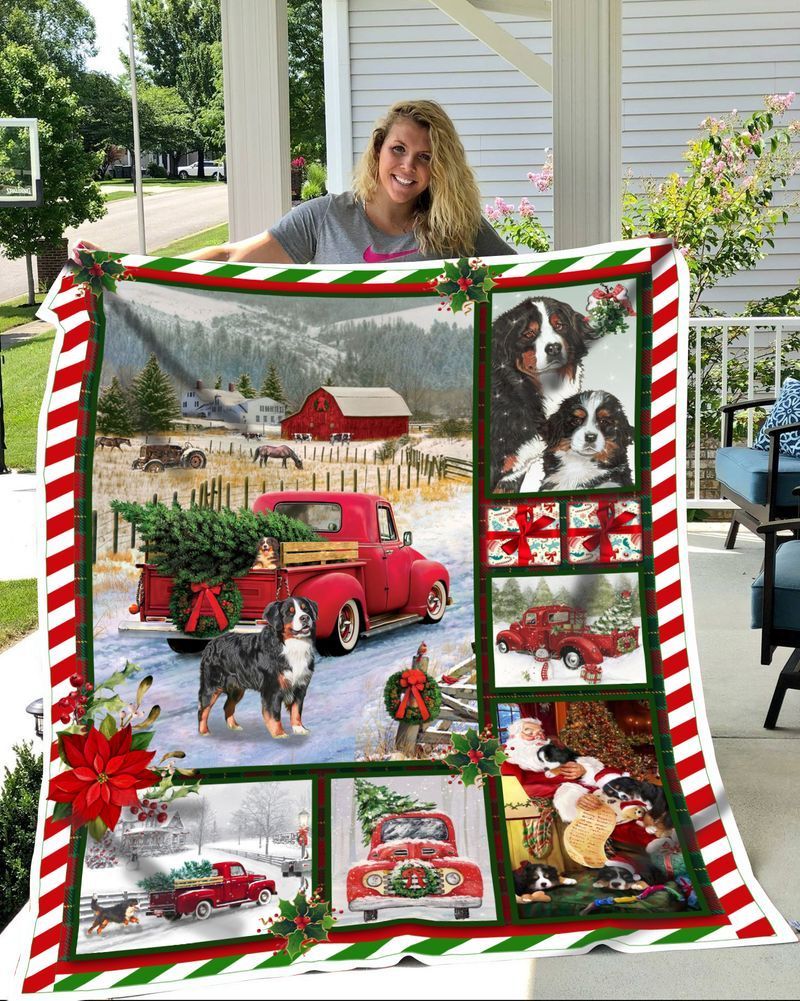 Bernese Mountain Christmas Sherpa Fleece Blanket
