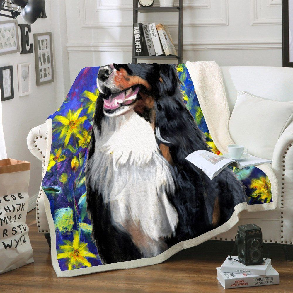 Bernese Mountain Dog Sherpa Fleece Blanket