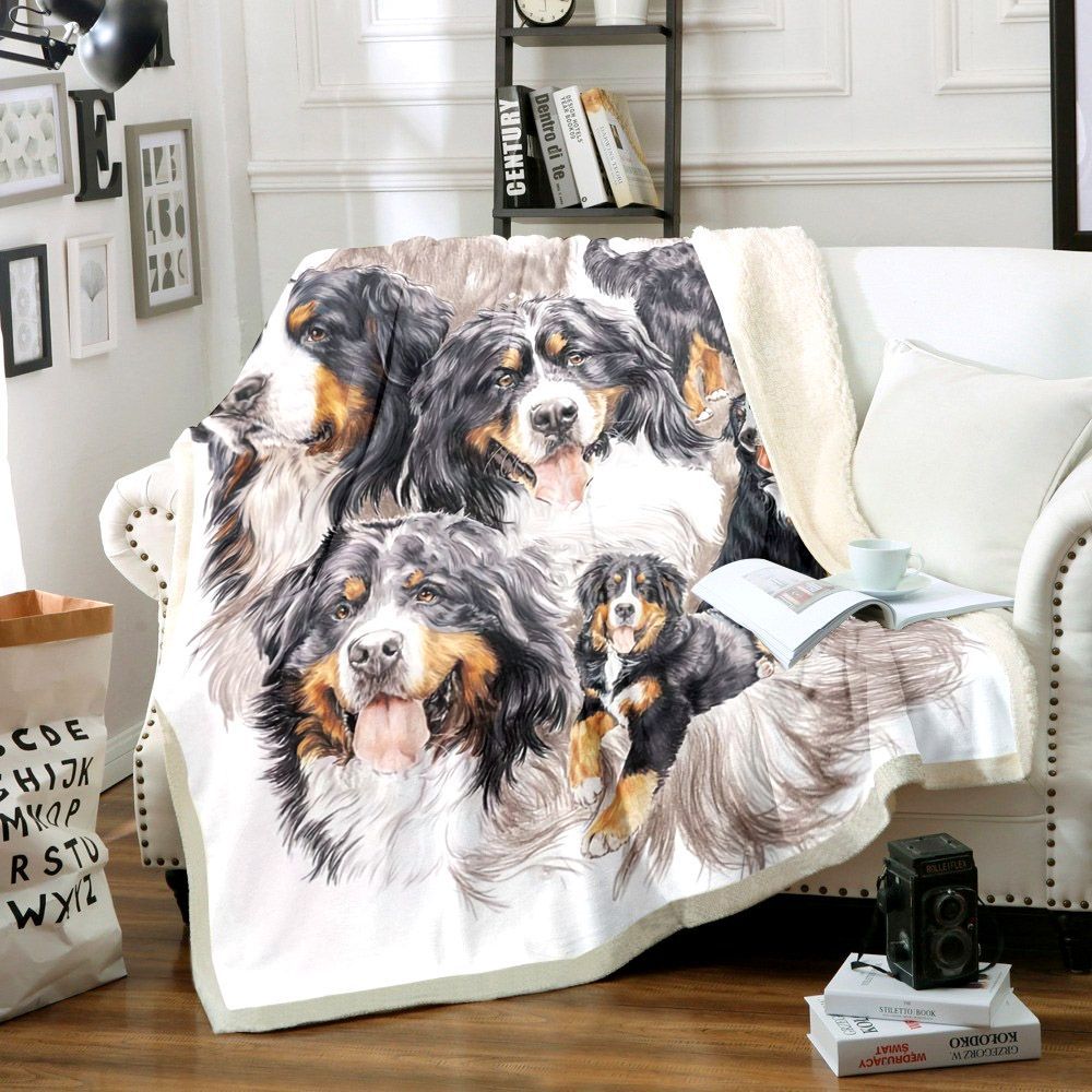 Bernese Mountain Dog Sherpa Fleece Blanket