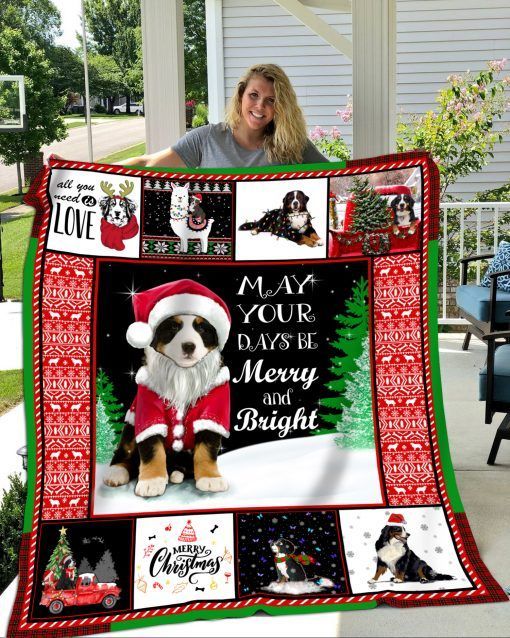 Bernese Mountain Dog Christmas Sherpa Fleece Blanket