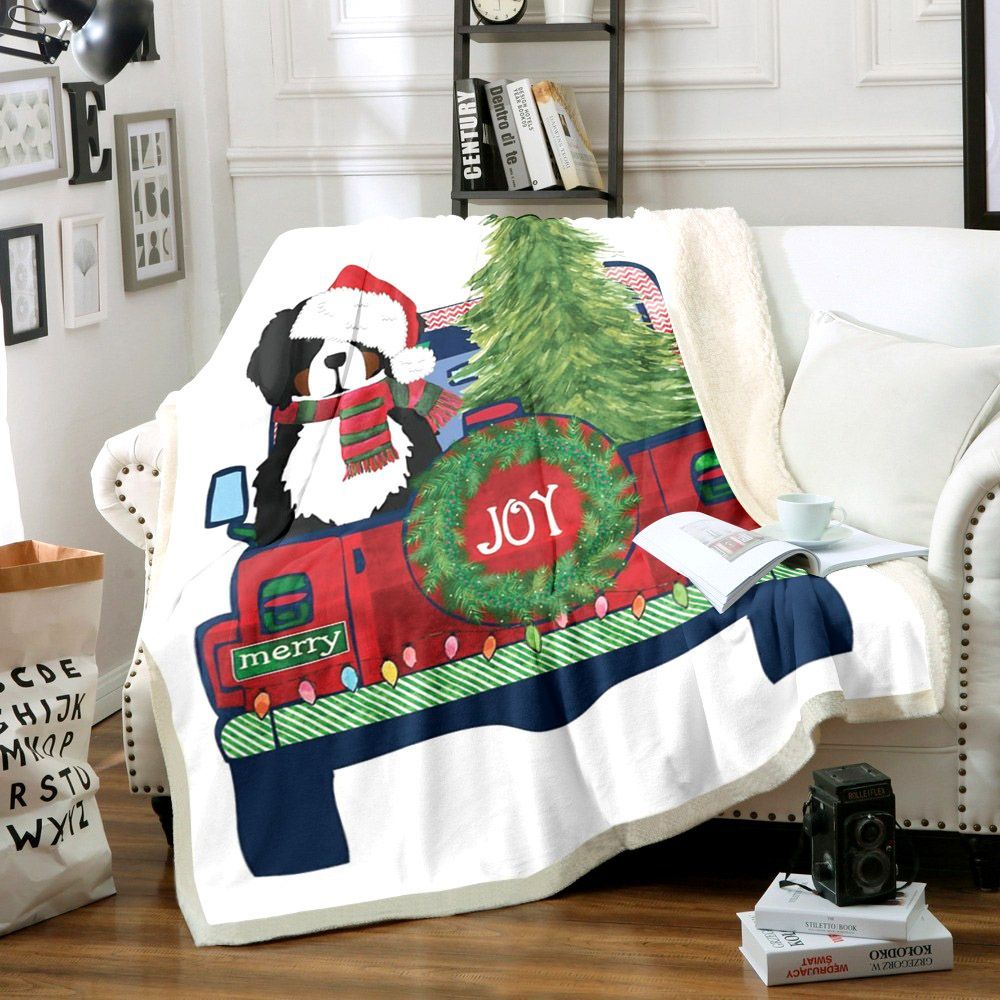 Bernese Mountain Dog Christmas Sherpa Fleece Blanket