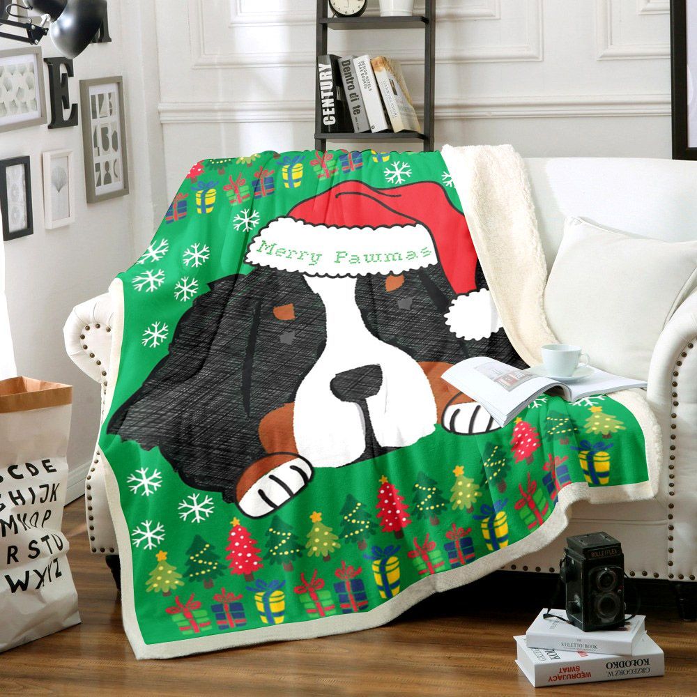 Bernese Mountain Dog Christmas Sherpa Fleece Blanket
