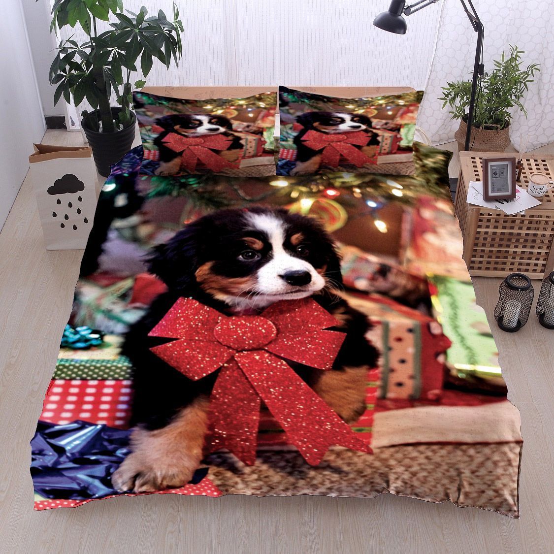 Bernese Mountain Dog Christmas Bedding Set