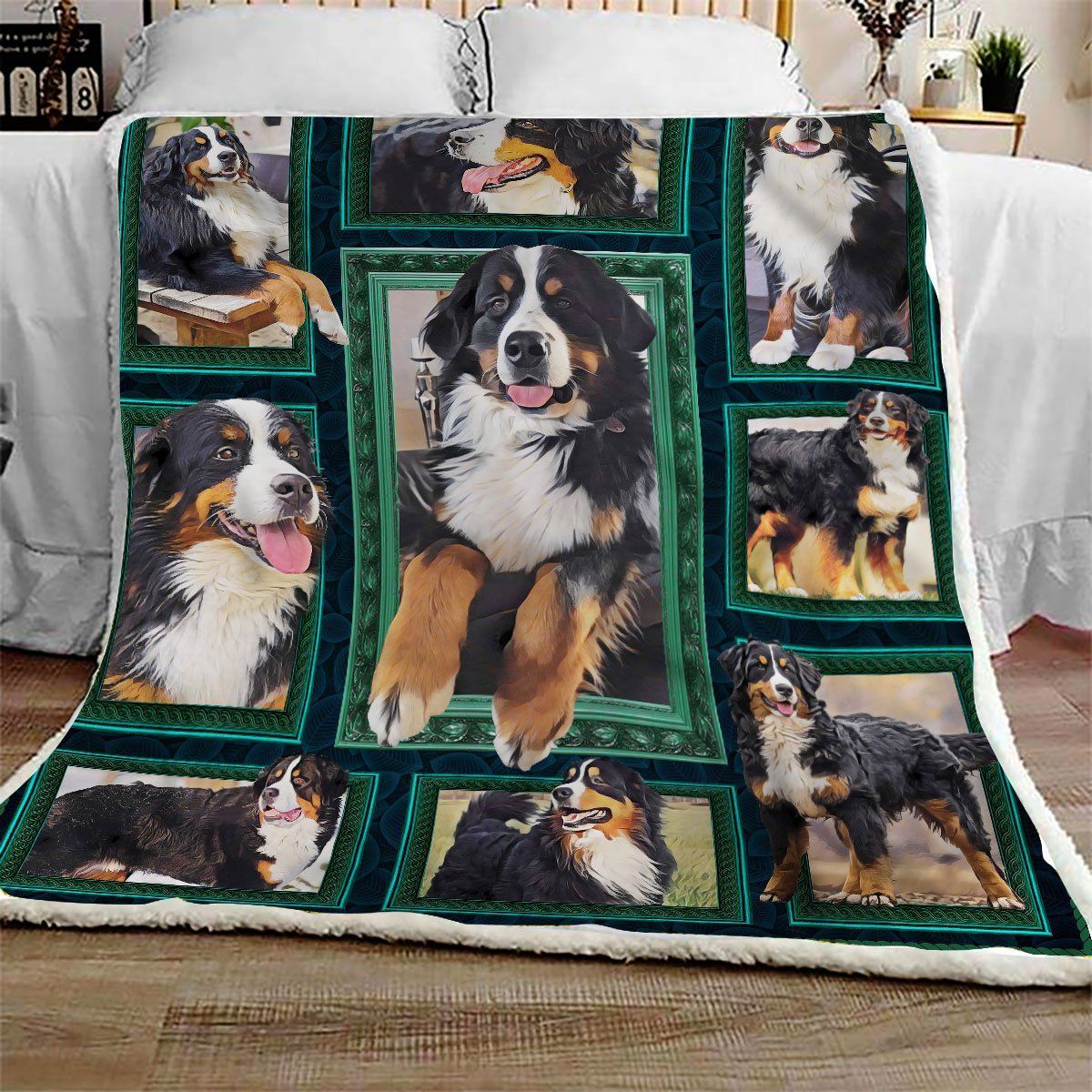 Bernese Mountain Dog Sherpa Fleece Blanket