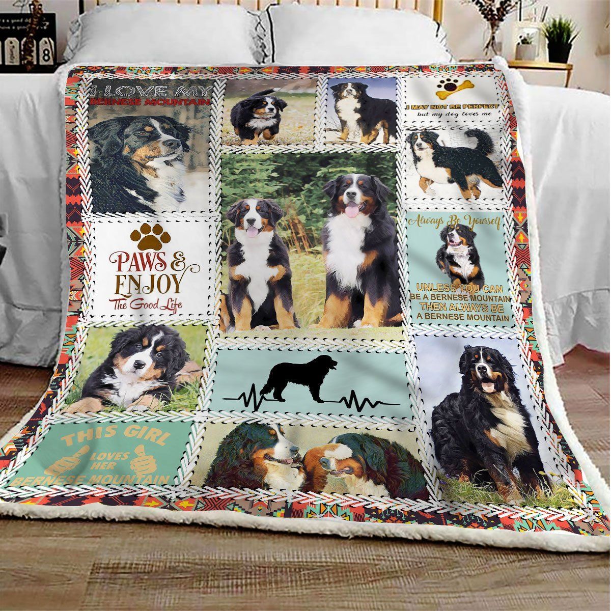 Bernese Mountain Dog Sherpa Fleece Blanket