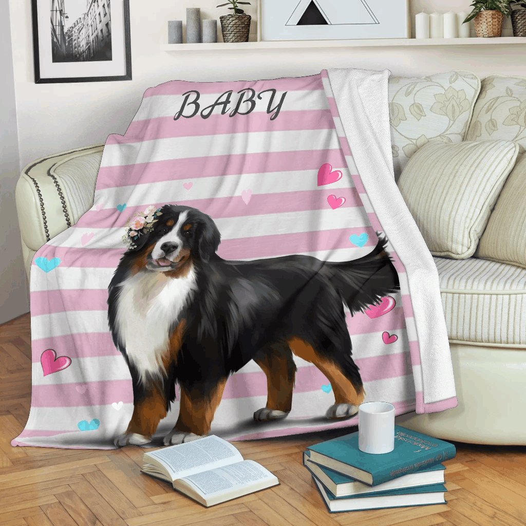 Bernese Mountain Dog Sherpa Fleece Blanket