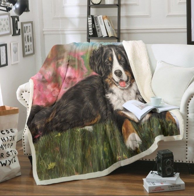 Bernese Mountain Dog Sherpa Fleece Blanket