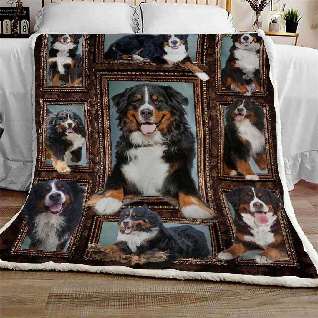 Bernese Mountain Dog Frame Sherpa Fleece Blanket