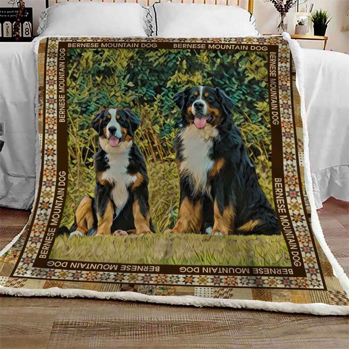 Bernese Mountain Dog Friend Sherpa Fleece Blanket