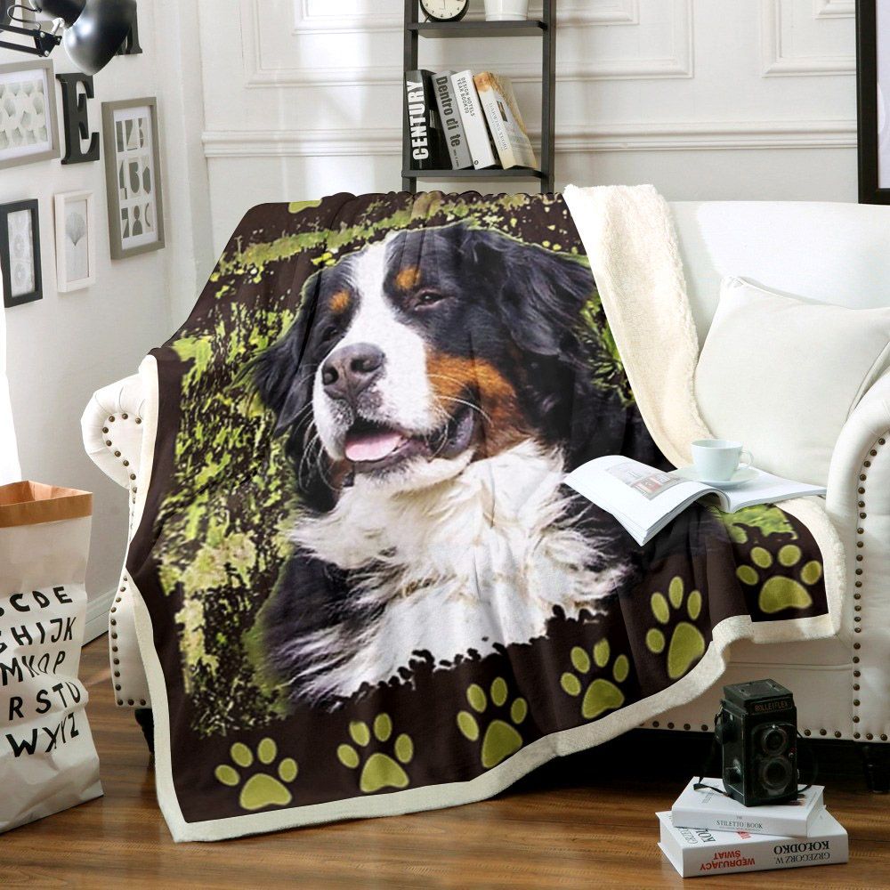 Bernese Mountain Dog Sherpa Fleece Blanket