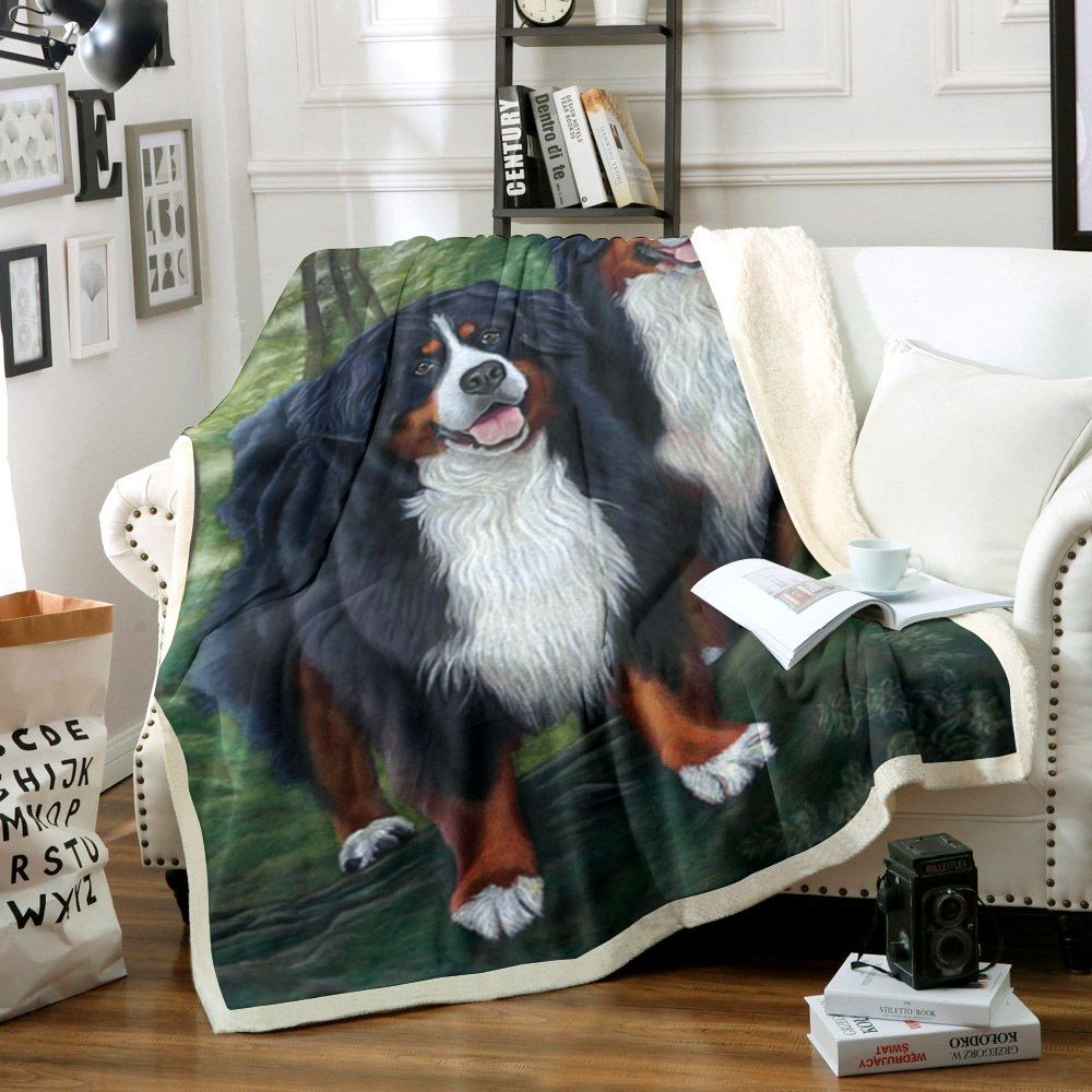 Bernese Mountain Dog Sherpa Fleece Blanket