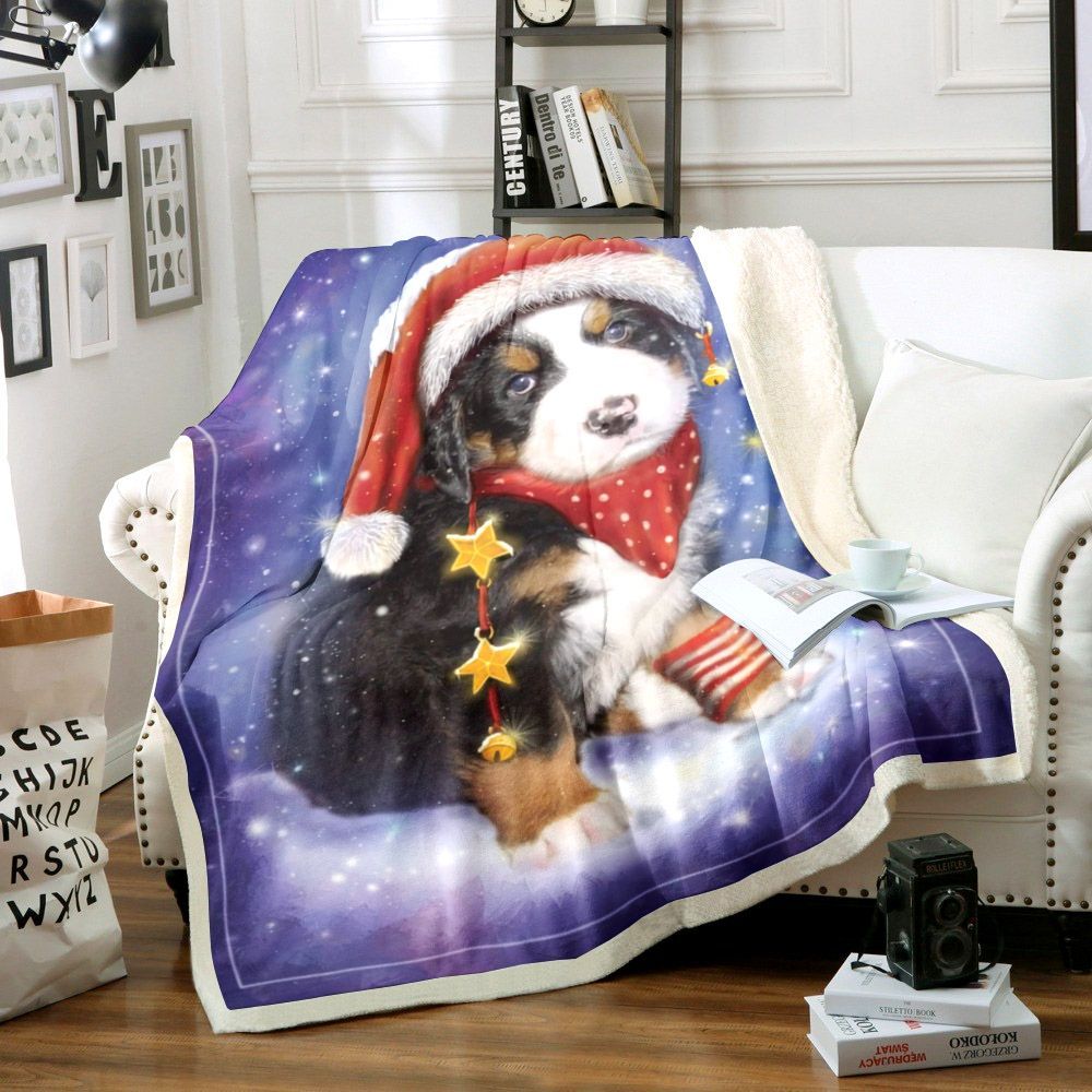 Bernese Mountain Dog Sherpa Fleece Blanket