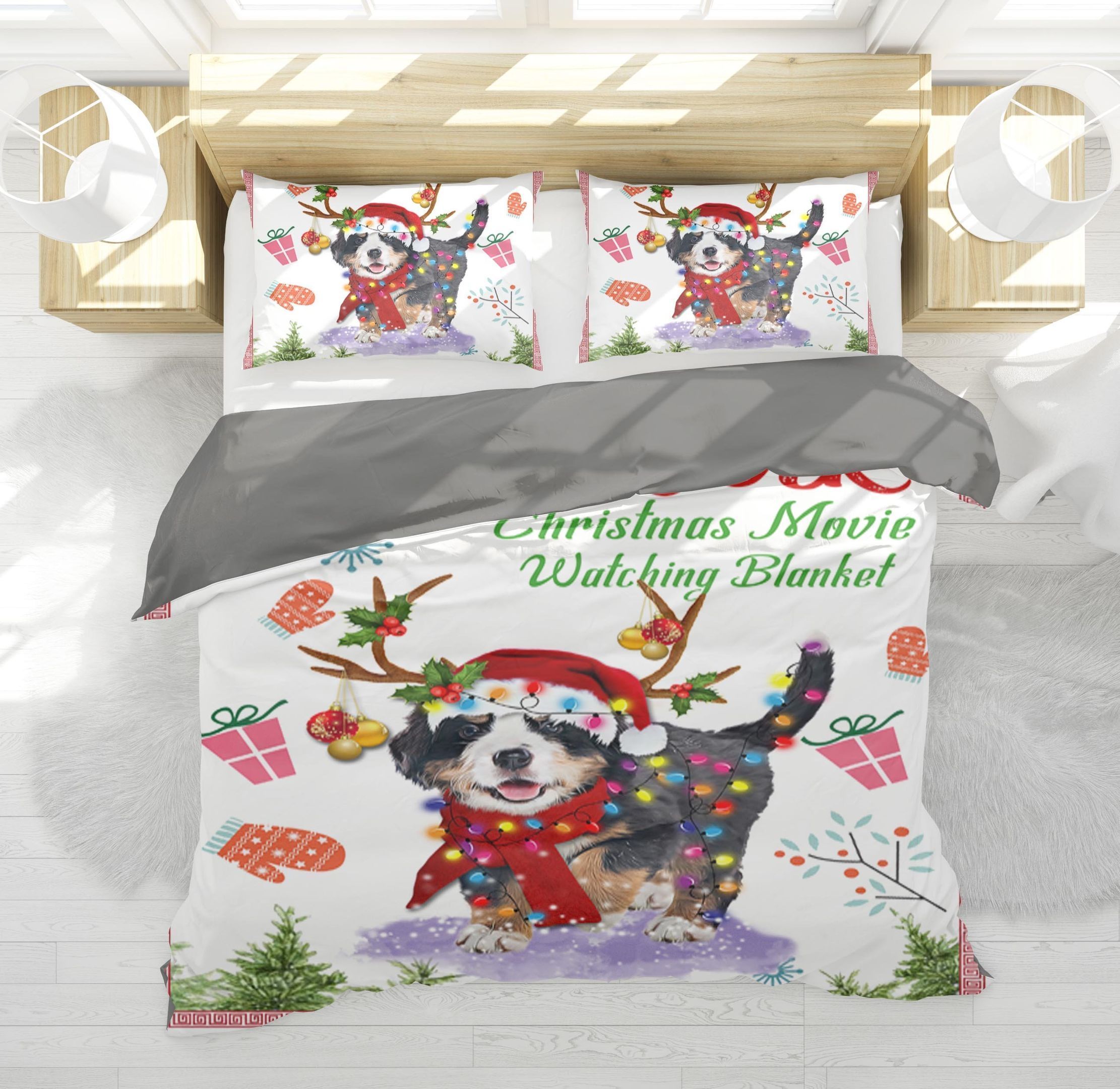 Bernese Mountain Gorgeous Reindeer Christmas Bedding Set