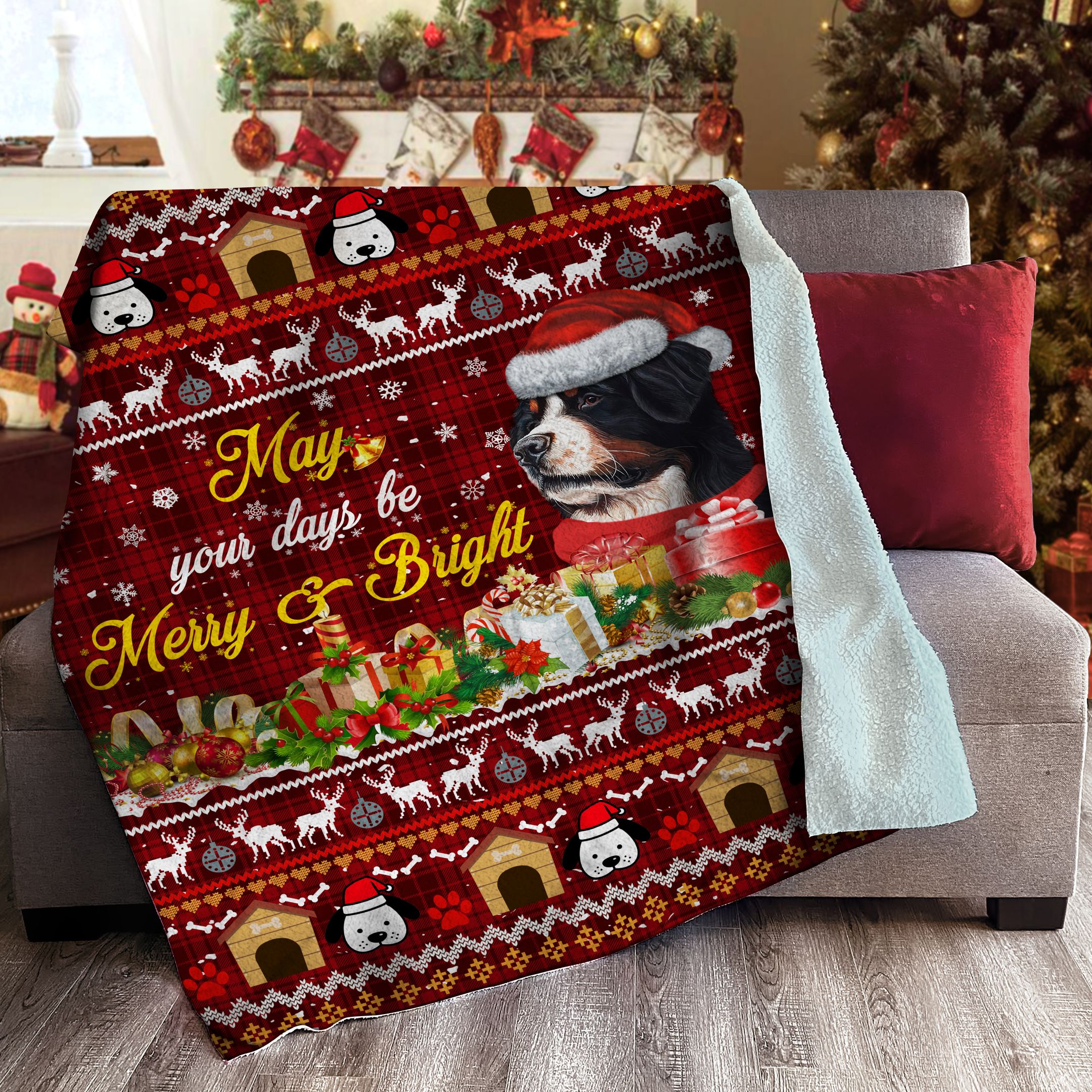Bernese Mountain Sherpa Fleece Blanket