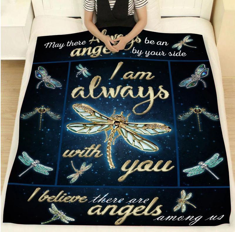 Beside Me My Angel Dragonfly Sherpa Fleece Blanket