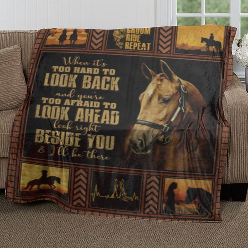 Beside You Horse Sherpa Fleece Blanket