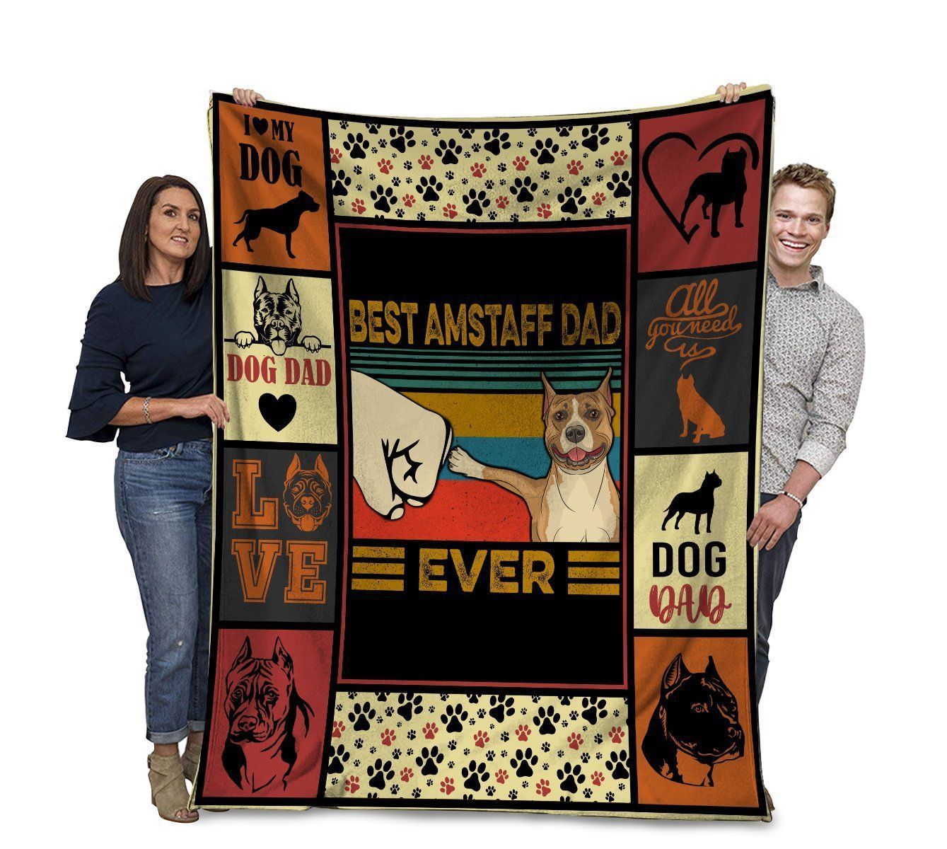 Best Amstaff Dad Ever American Staffordshire Dog Bump Fit Fleece Blanket