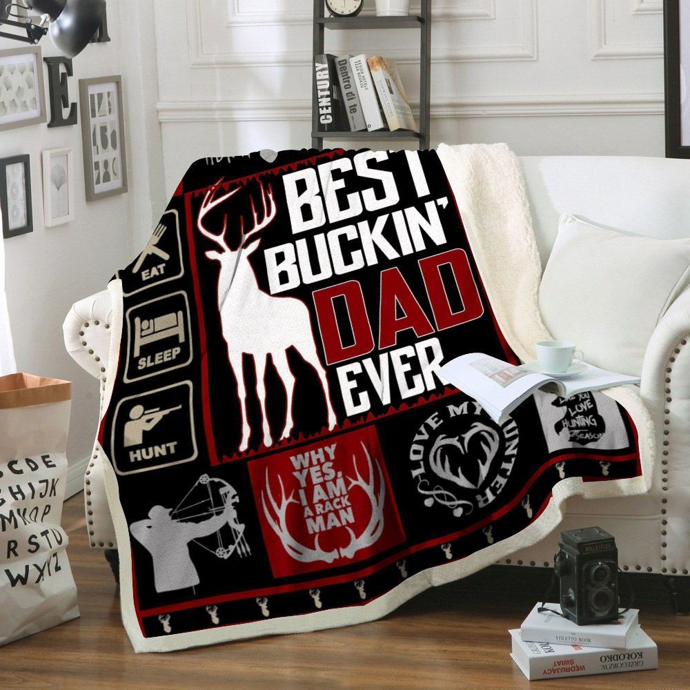 Best Buckin Dad Ever Sherpa Fleece Blanket