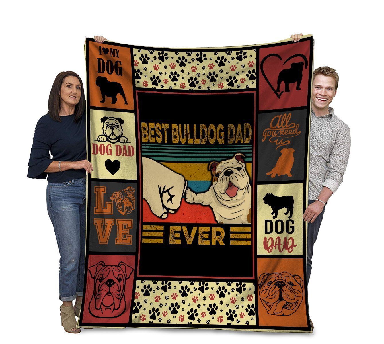 Best Bulldog Dad Ever Bulldog Dog Bump Fit Fleece Blanket