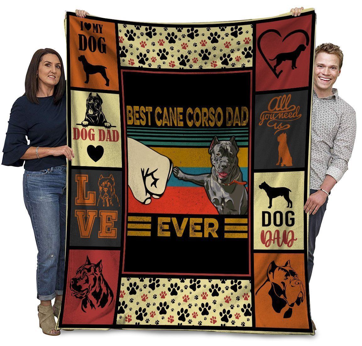 Best Cane Corso Dad Ever Cane Corso Dog Paw Fleece Blanket