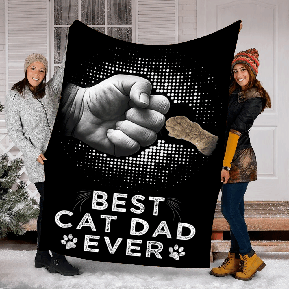 Best Cat Dad Ever Sherpa Fleece Blanket