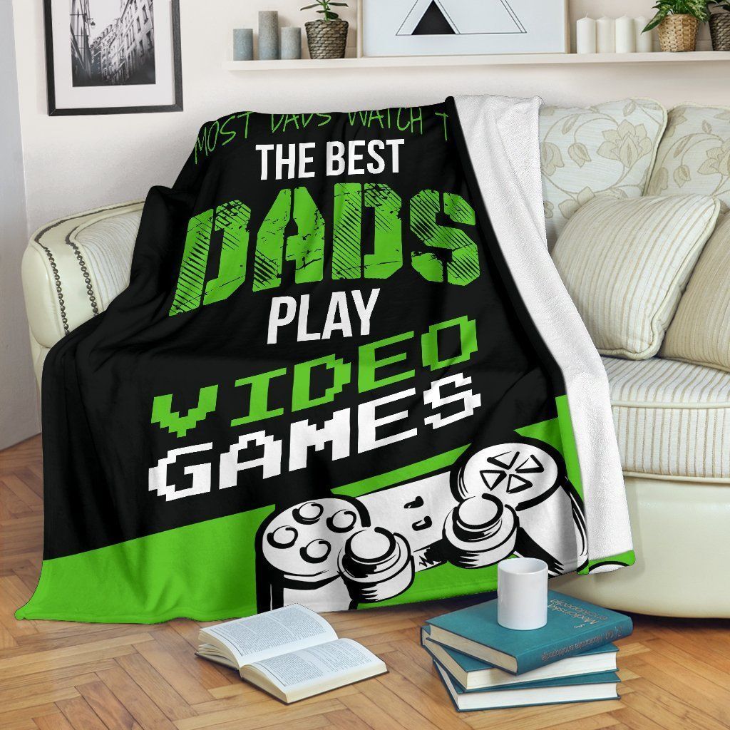Best Dads Play Video Games Sherpa Fleece Blanket